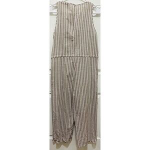 Drew Striped Jumpsuit Sleeveless Drawstring‎ Waist Casual Beige Pink M